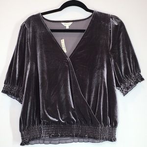 NWT Madewell Velvet Smocked Crossover Top Large